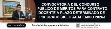 CONVOCATORIA DEL CONCURSO PÚBLICO DE MÉRITOS  PARA CONTRATO DOCENTE PLAZO DETERMINADO DE PREGRADO CICLO ACADÉMICO 2026-I