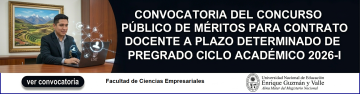 CONVOCATORIA DEL CONCURSO PÚBLICO DE MÉRITOS PARA CONTRATO DOCENTE PLAZO DETERMINADO DE PREGRADO CICLO ACADÉMICO 2026-I