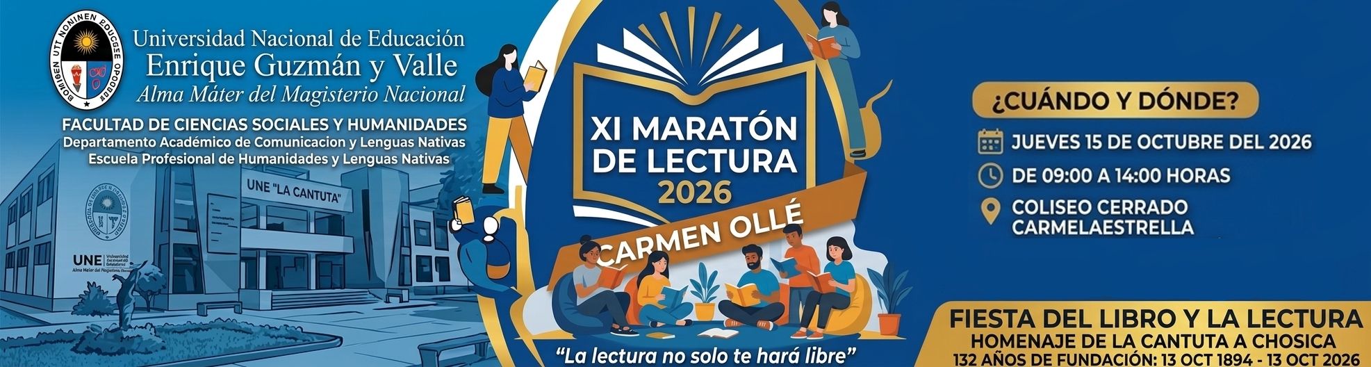 XI Maratón de Lectura Carmen Ollé 2026 — Universidad Nacional de Educación Enrique Guzmán y Valle
